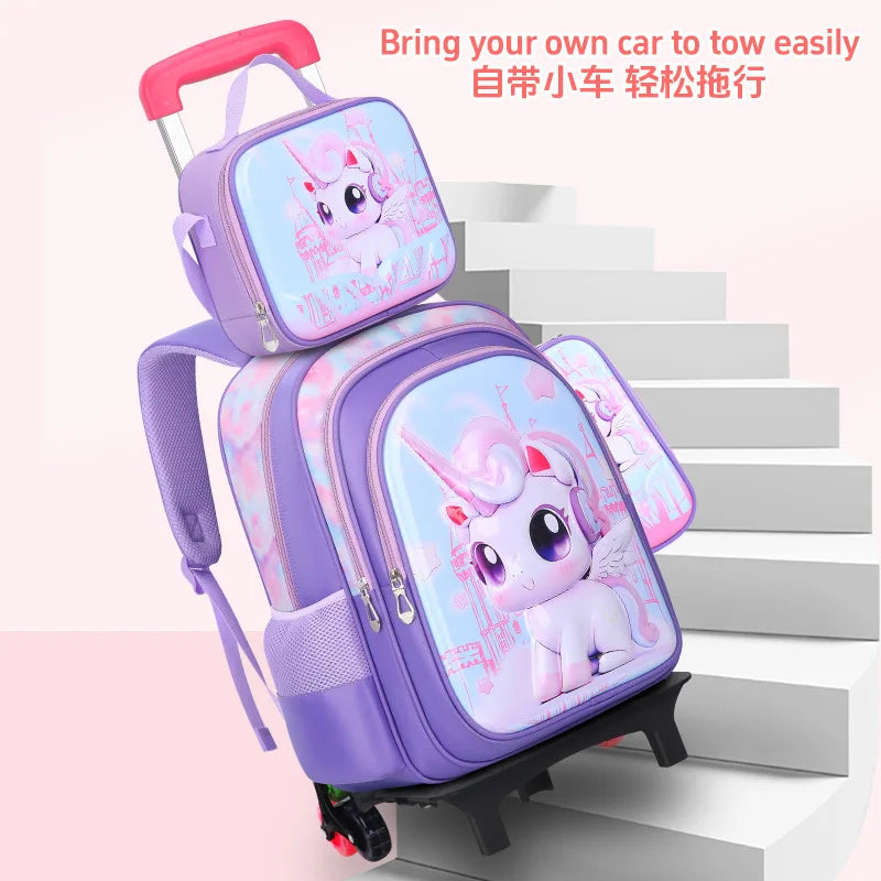 Ensemble de 3 sacs d'école pour enfants en dessin animé 3D de 16 pouces, sac à dos d'école pour enfants avec trousse à crayons et boîte à lunch pour garçon et fille