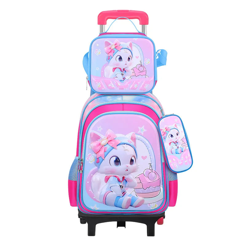 Ensemble de 3 sacs d'école pour enfants en dessin animé 3D de 16 pouces, sac à dos d'école pour enfants avec trousse à crayons et boîte à lunch pour garçon et fille