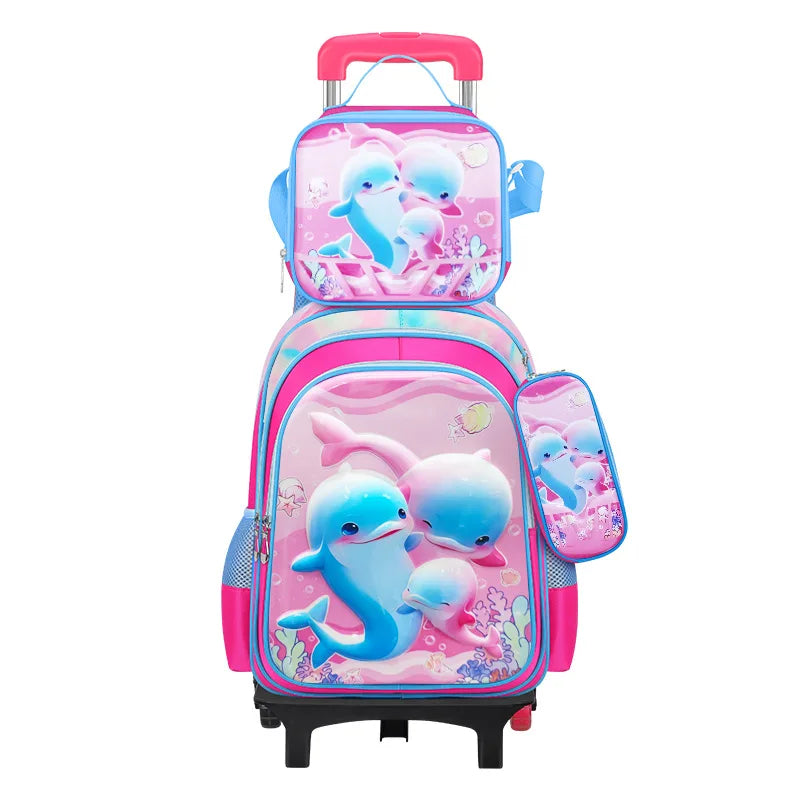 Ensemble de 3 sacs d'école pour enfants en dessin animé 3D de 16 pouces, sac à dos d'école pour enfants avec trousse à crayons et boîte à lunch pour garçon et fille