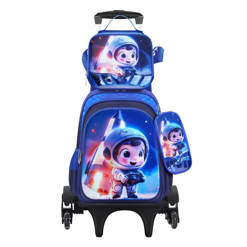 Ensemble de 3 sacs d'école pour enfants en dessin animé 3D de 16 pouces, sac à dos d'école pour enfants avec trousse à crayons et boîte à lunch pour garçon et fille