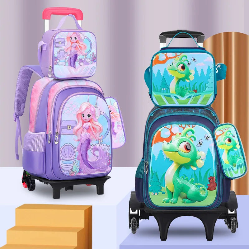 Ensemble de 3 sacs d'école pour enfants en dessin animé 3D de 16 pouces, sac à dos d'école pour enfants avec trousse à crayons et boîte à lunch pour garçon et fille