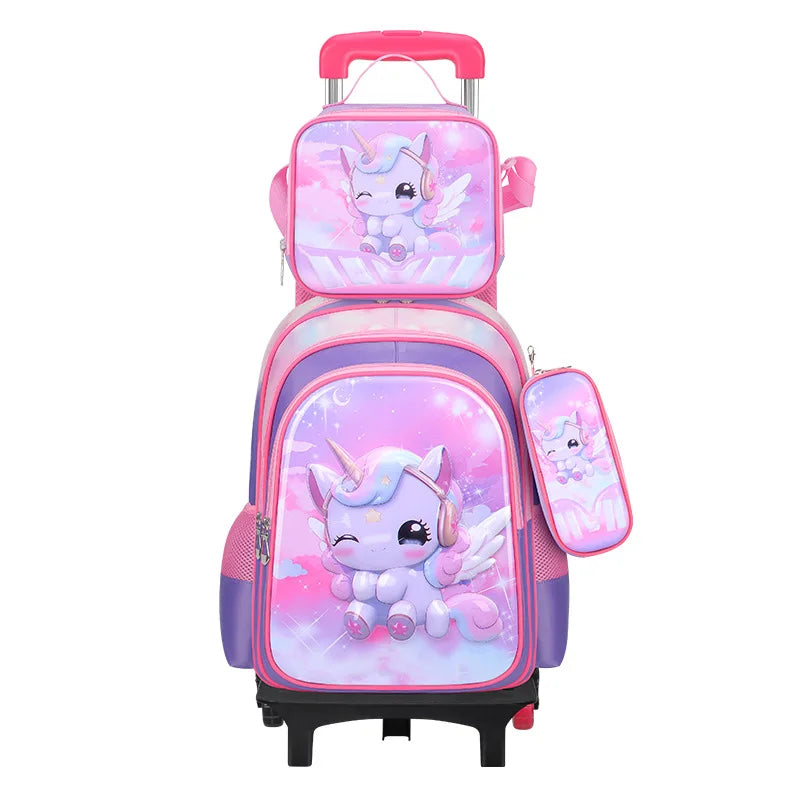 Ensemble de 3 sacs d'école pour enfants en dessin animé 3D de 16 pouces, sac à dos d'école pour enfants avec trousse à crayons et boîte à lunch pour garçon et fille