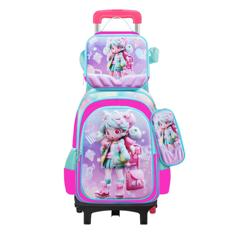 Ensemble de 3 sacs d'école pour enfants en dessin animé 3D de 16 pouces, sac à dos d'école pour enfants avec trousse à crayons et boîte à lunch pour garçon et fille