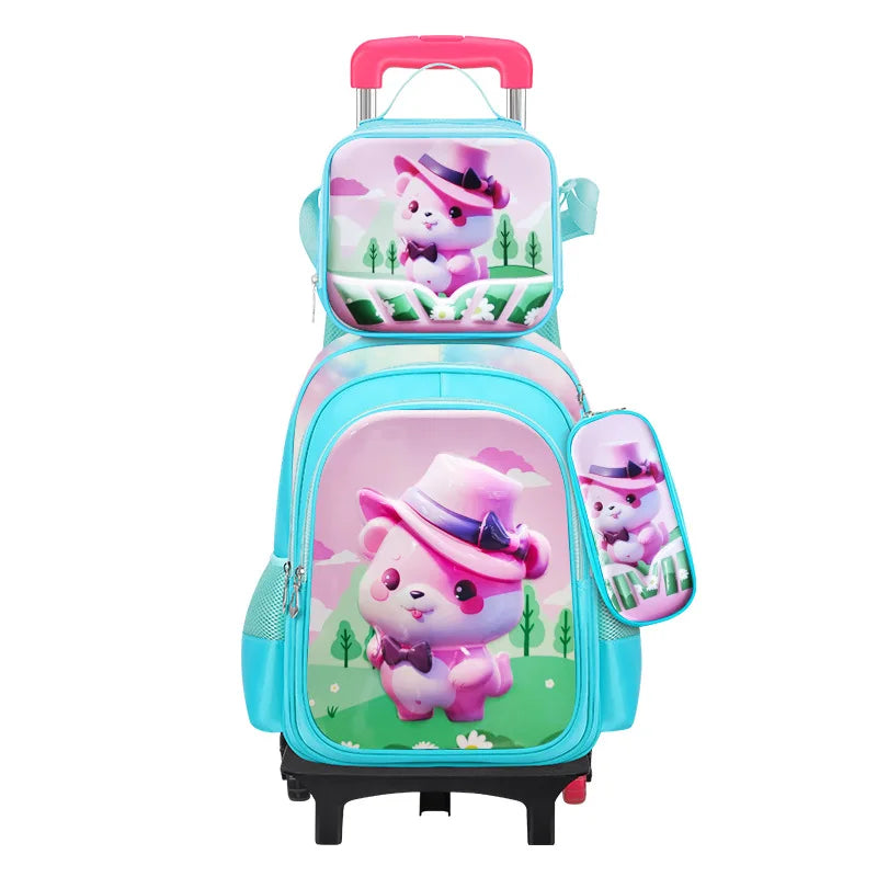 Ensemble de 3 sacs d'école pour enfants en dessin animé 3D de 16 pouces, sac à dos d'école pour enfants avec trousse à crayons et boîte à lunch pour garçon et fille