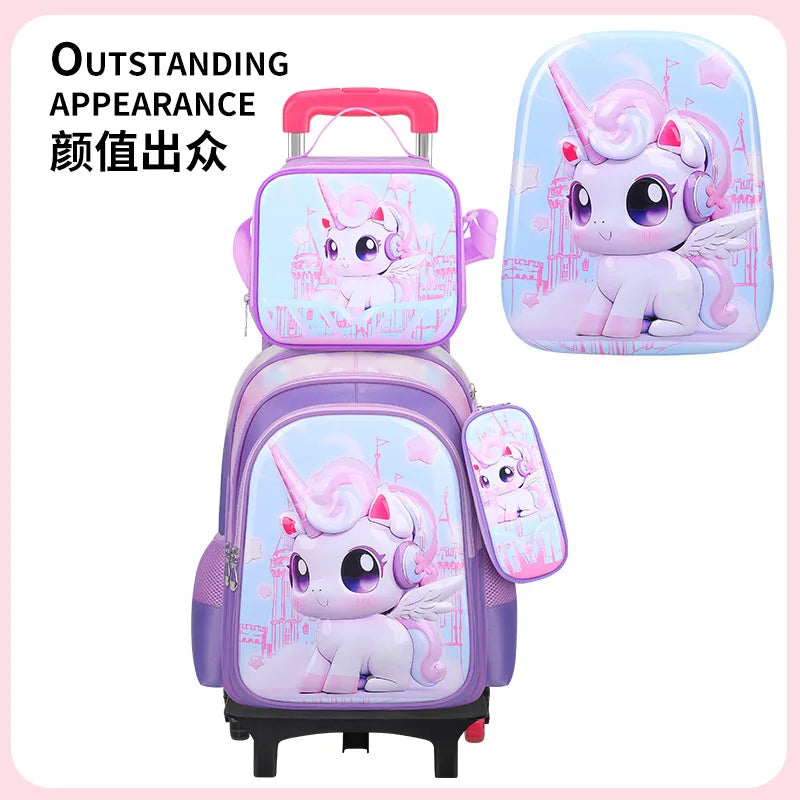 Ensemble de 3 sacs d'école pour enfants en dessin animé 3D de 16 pouces, sac à dos d'école pour enfants avec trousse à crayons et boîte à lunch pour garçon et fille