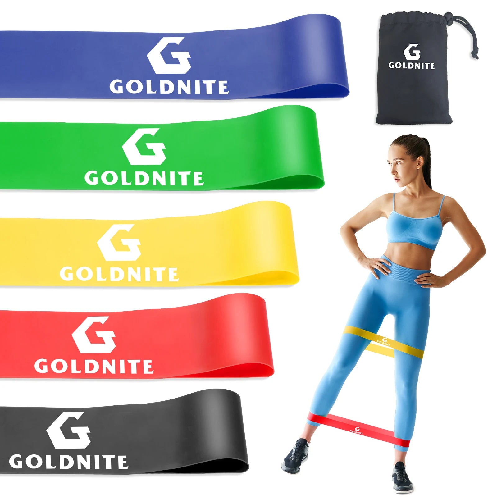 Bandes de résistance latex – Set fitness & yoga (lot de 5)