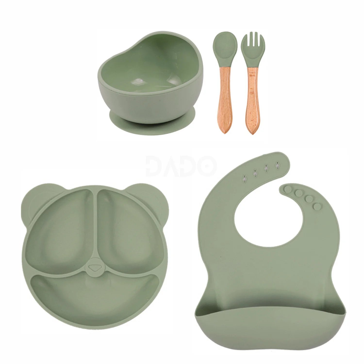 Set repas bébé personnalisé en silicone – Assiette & Bol ventouse