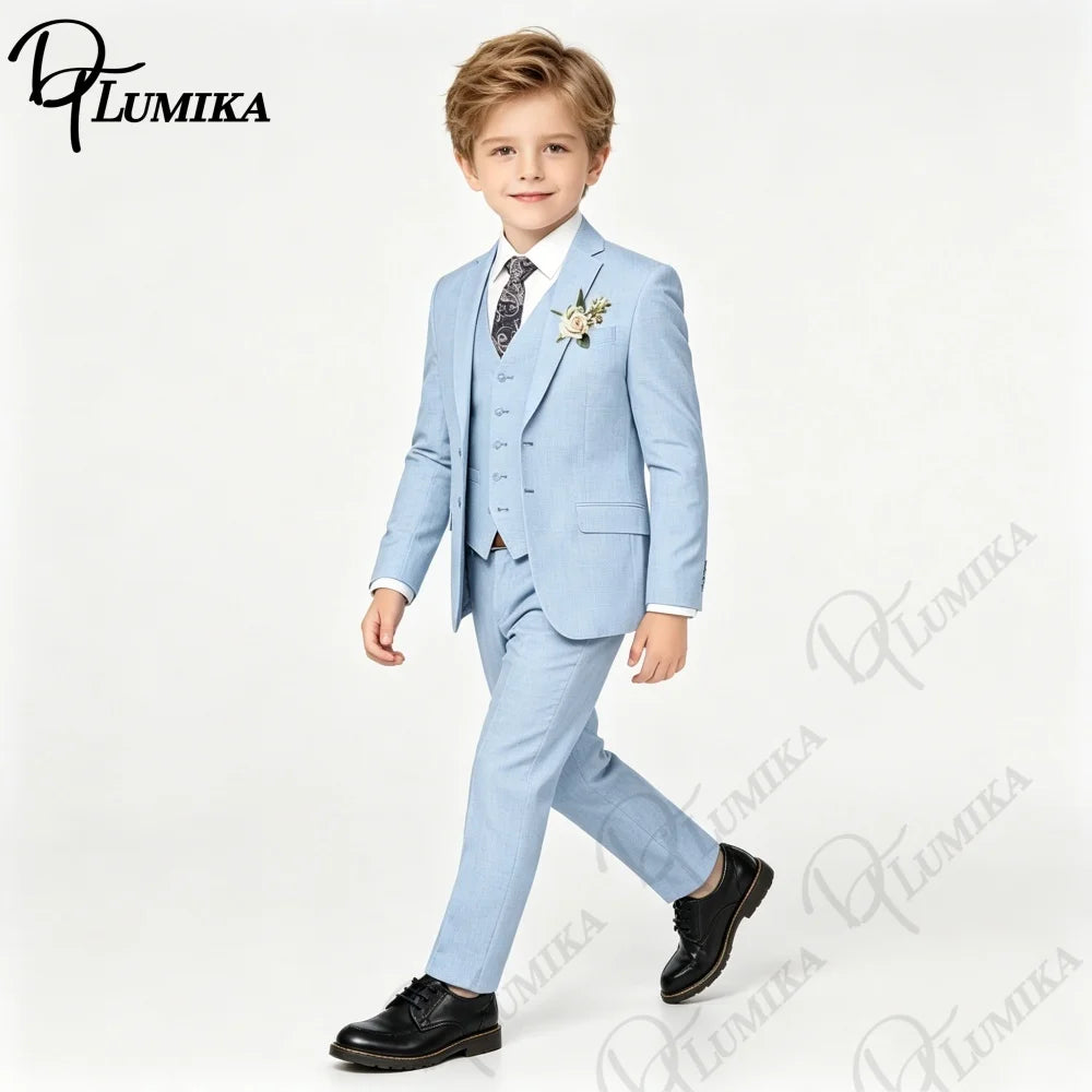 Costume garçon mariage 4 pièces – Blazer, gilet & pantalon avec nœud papillon