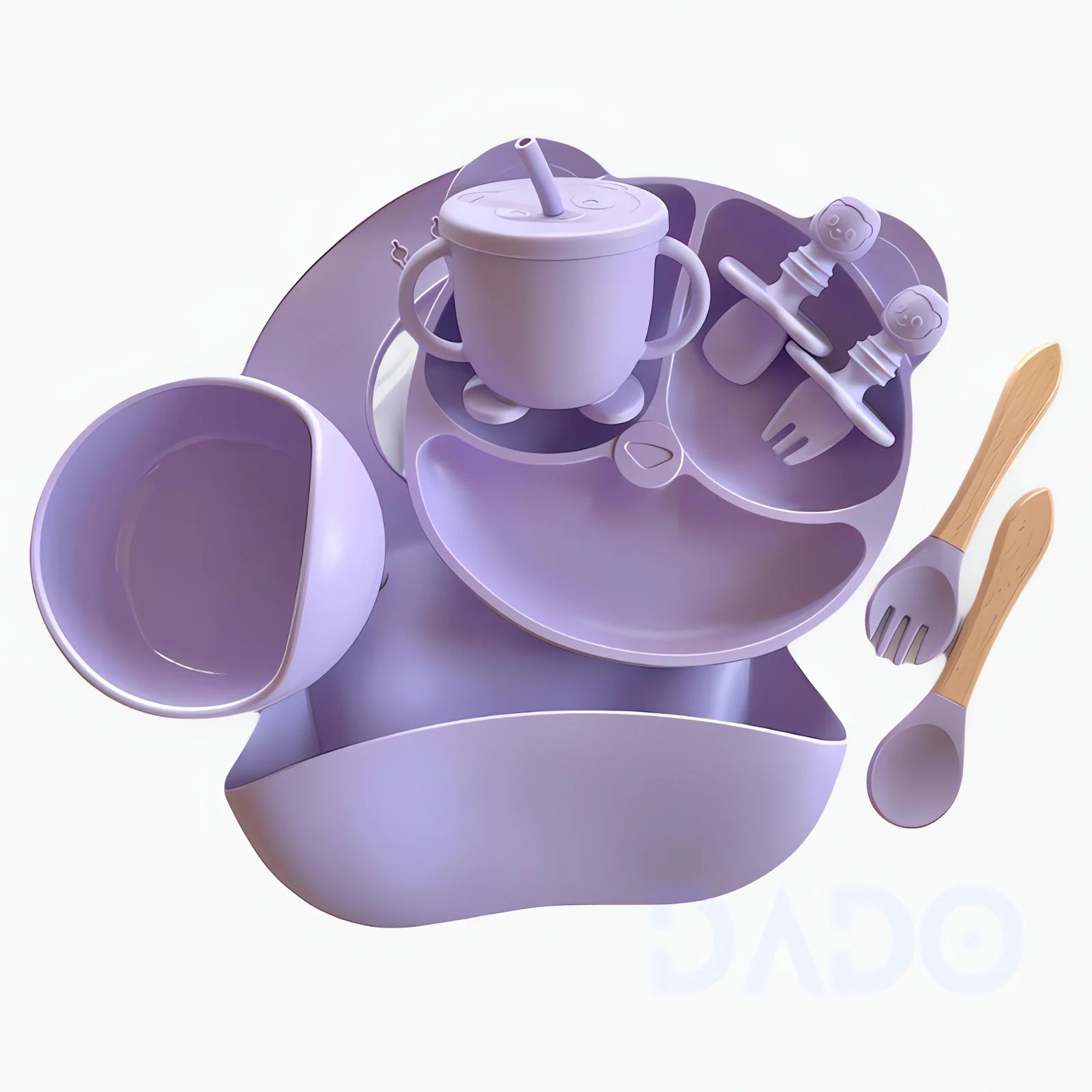 Set repas bébé personnalisé en silicone – Assiette & Bol ventouse
