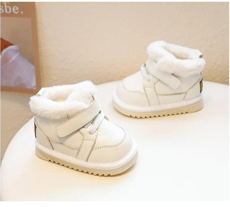 Bottes d'hiver bébé fille – Cuir véritable, semelle souple antidérapante