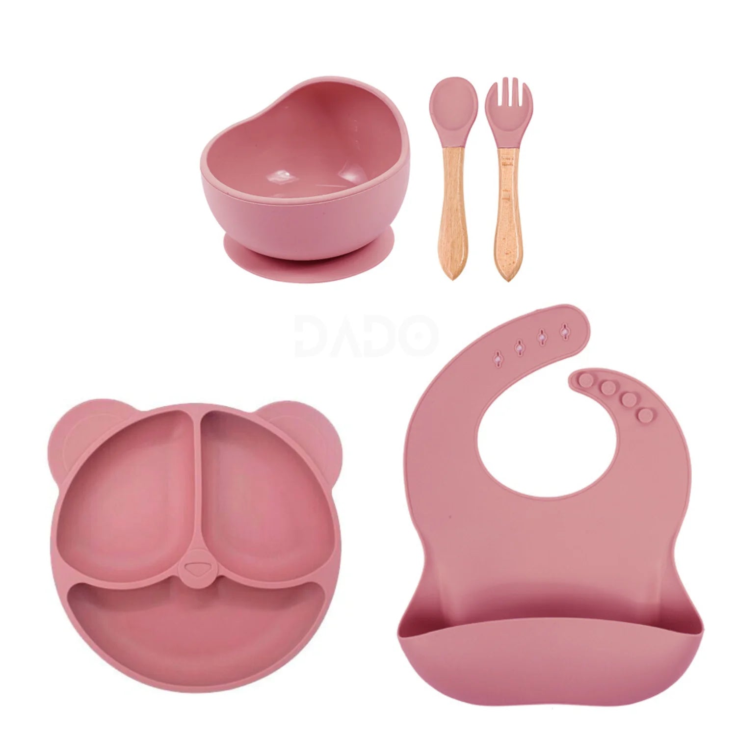Set repas bébé personnalisé en silicone – Assiette & Bol ventouse