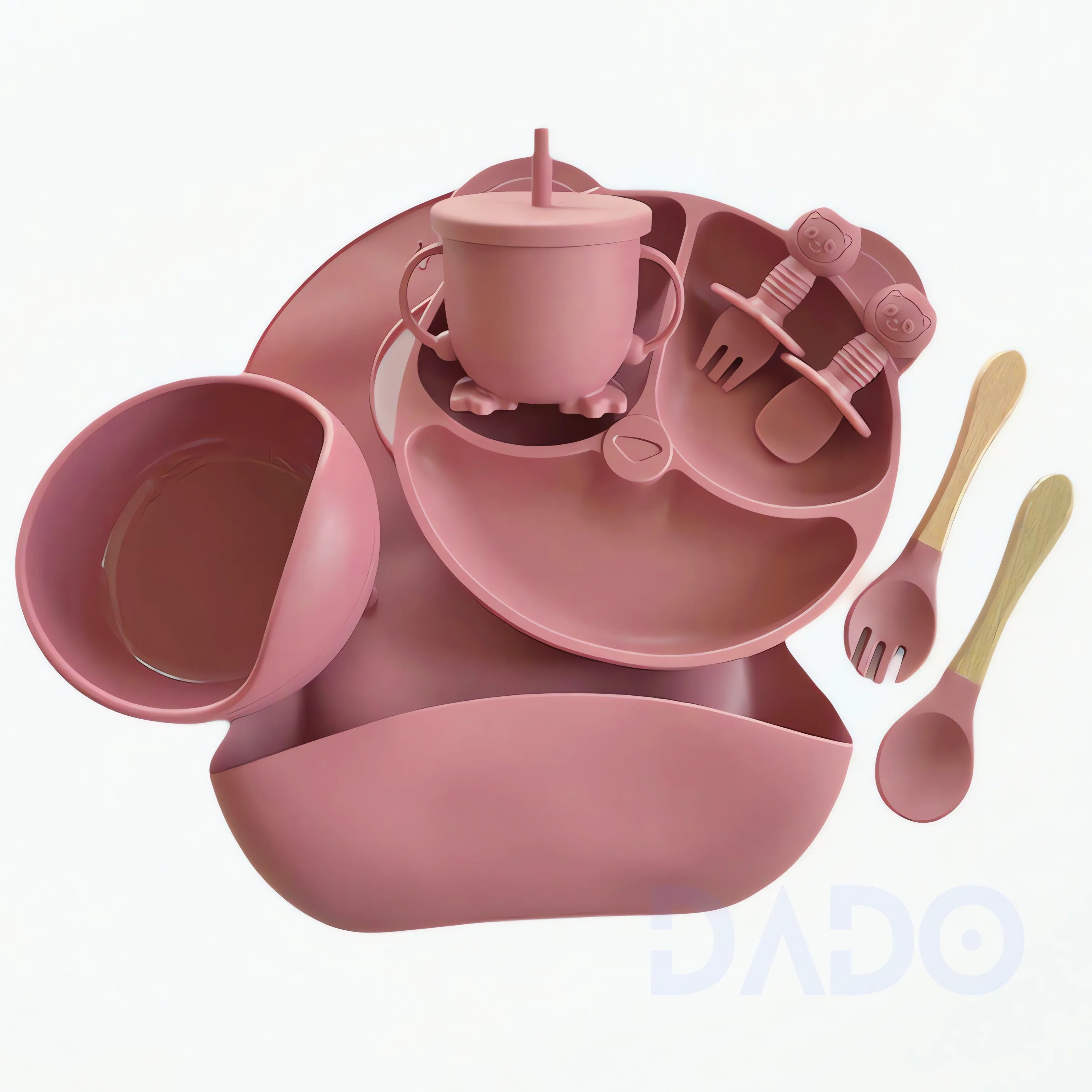 Set repas bébé personnalisé en silicone – Assiette & Bol ventouse