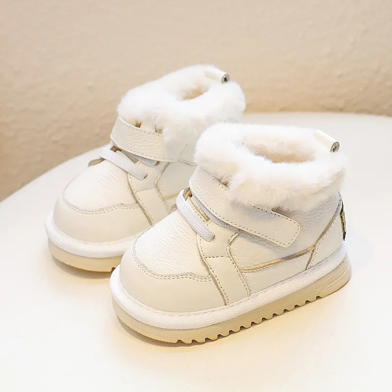 Bottes d'hiver bébé fille – Cuir véritable, semelle souple antidérapante