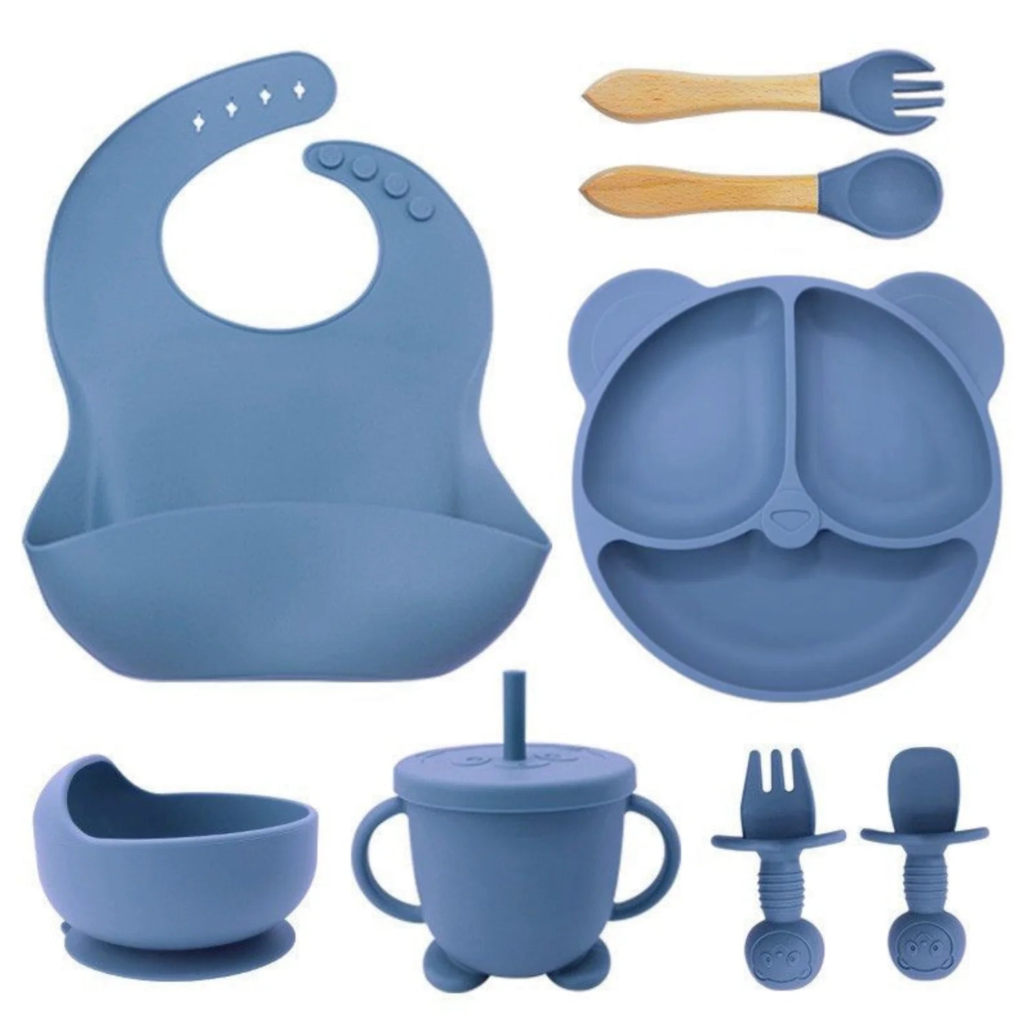 Set repas bébé personnalisé en silicone – Assiette & Bol ventouse