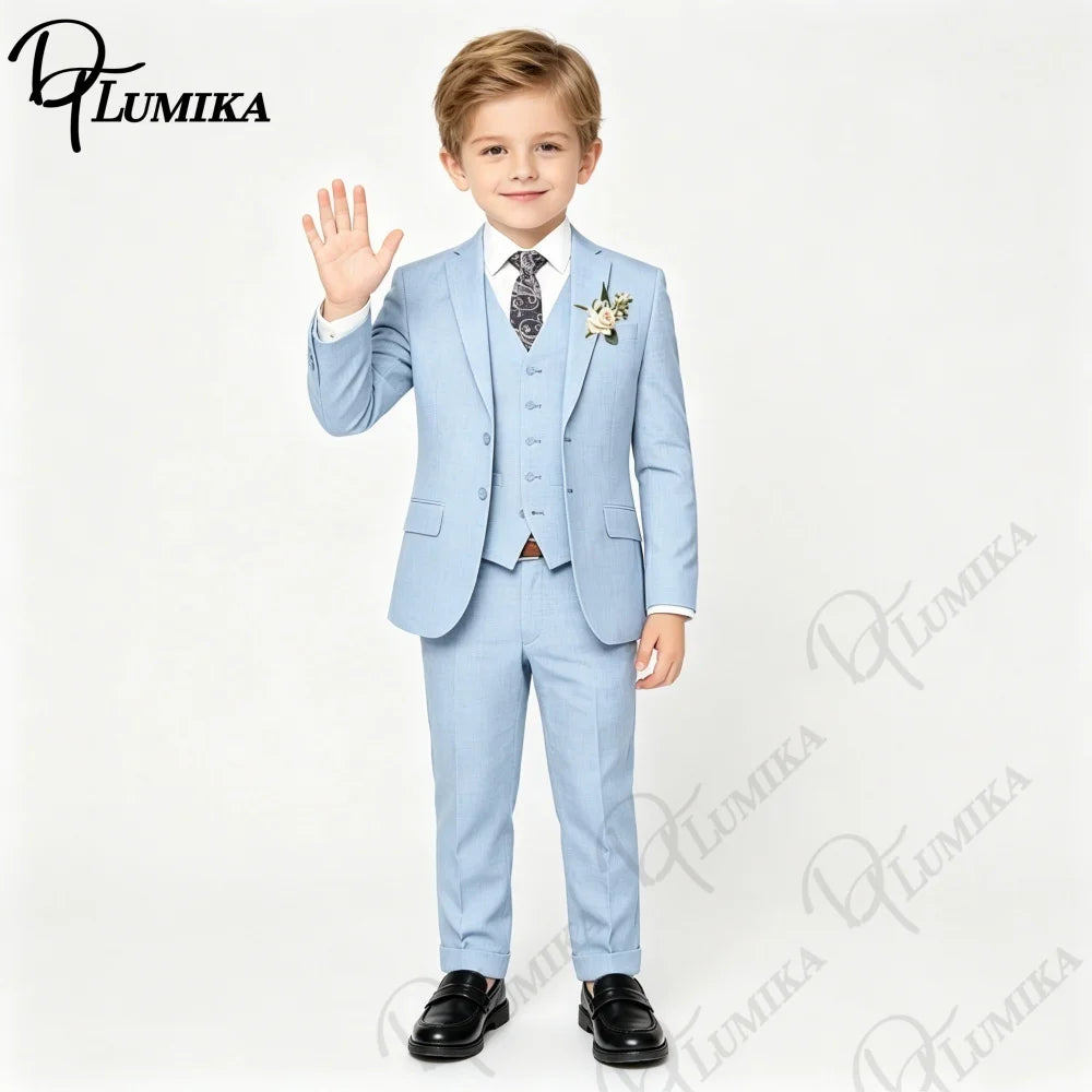 Costume garçon mariage 4 pièces – Blazer, gilet & pantalon avec nœud papillon