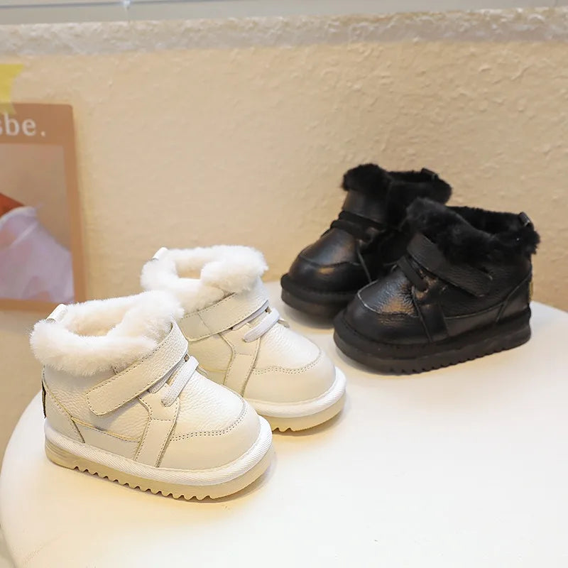 Bottes d'hiver bébé fille – Cuir véritable, semelle souple antidérapante
