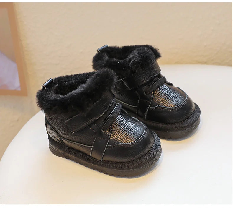 Bottes d'hiver bébé fille – Cuir véritable, semelle souple antidérapante
