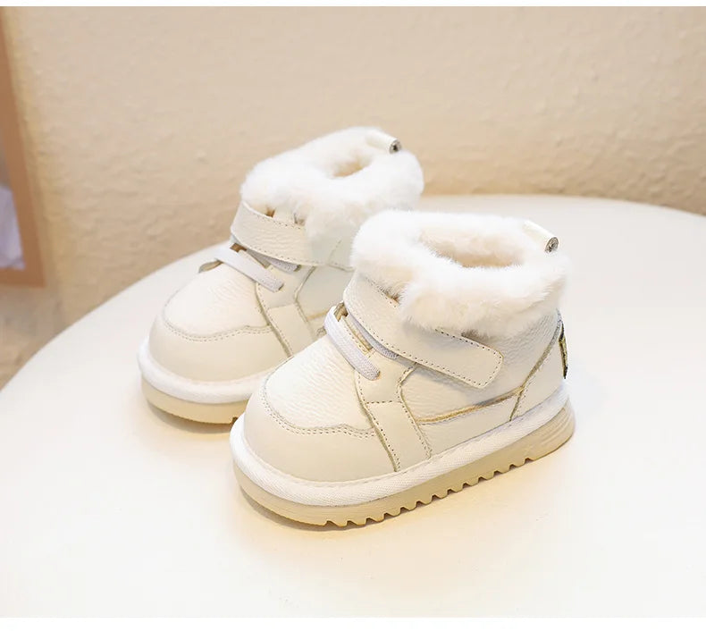 Bottes d'hiver bébé fille – Cuir véritable, semelle souple antidérapante