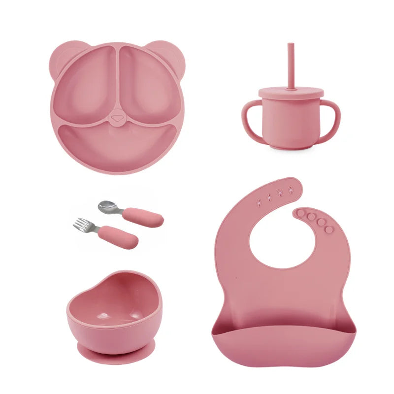 Set repas bébé personnalisé en silicone – Assiette & Bol ventouse