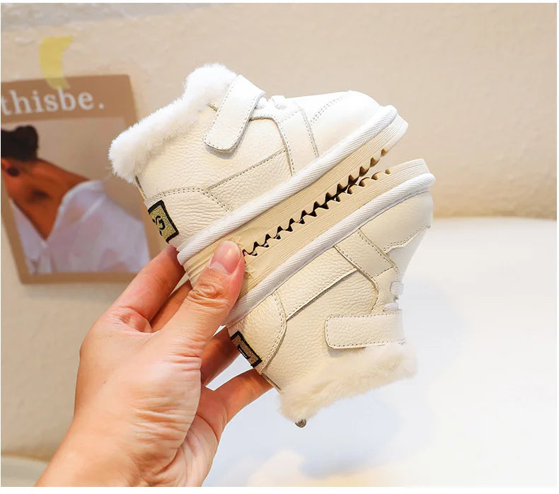 Bottes d'hiver bébé fille – Cuir véritable, semelle souple antidérapante