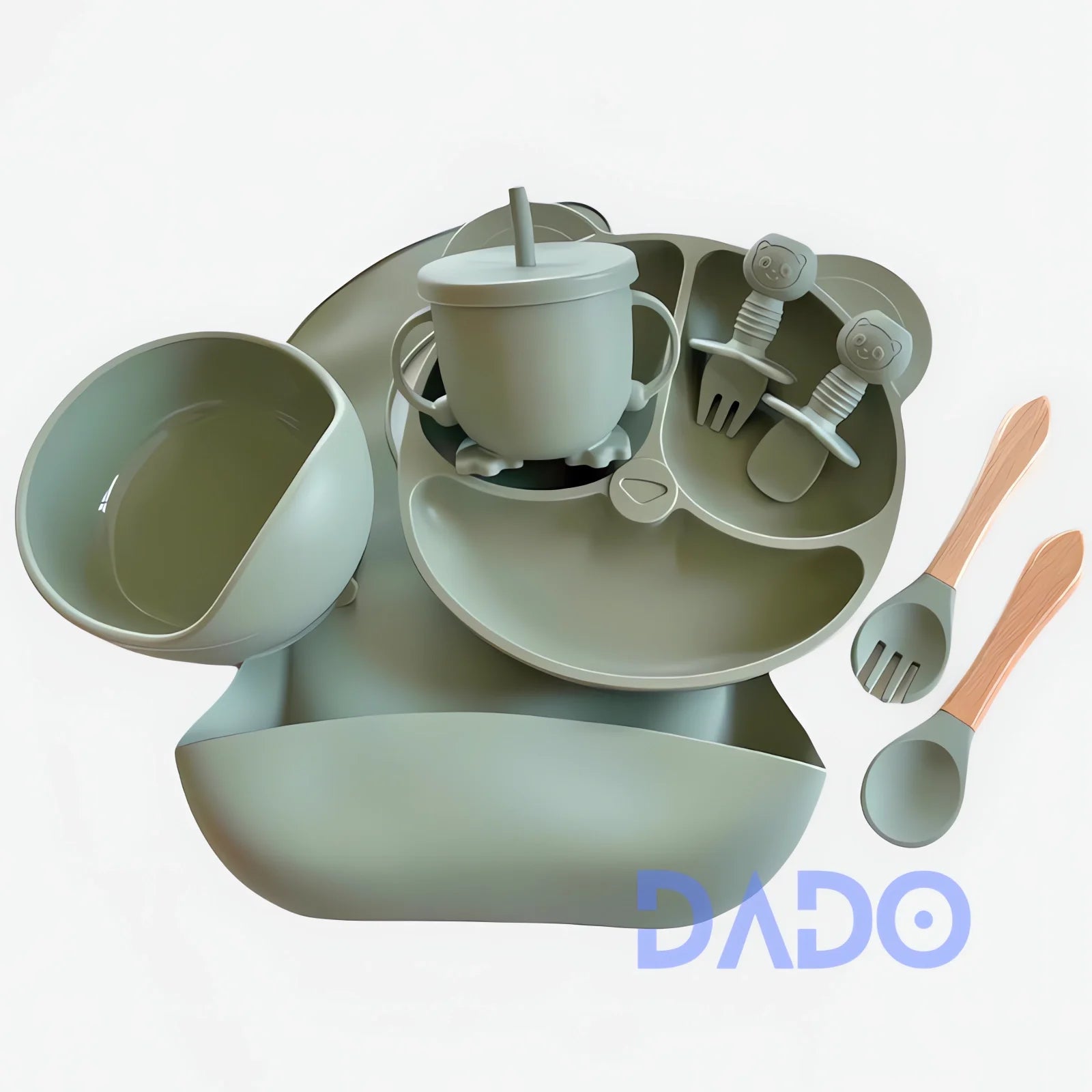 Set repas bébé personnalisé en silicone – Assiette & Bol ventouse
