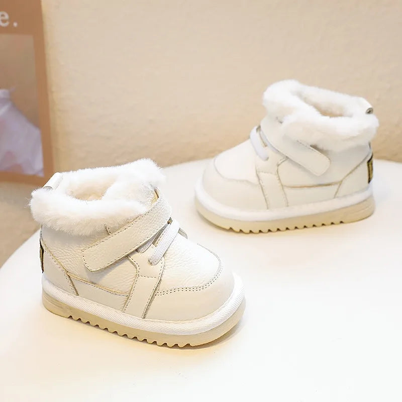 Bottes d'hiver bébé fille – Cuir véritable, semelle souple antidérapante