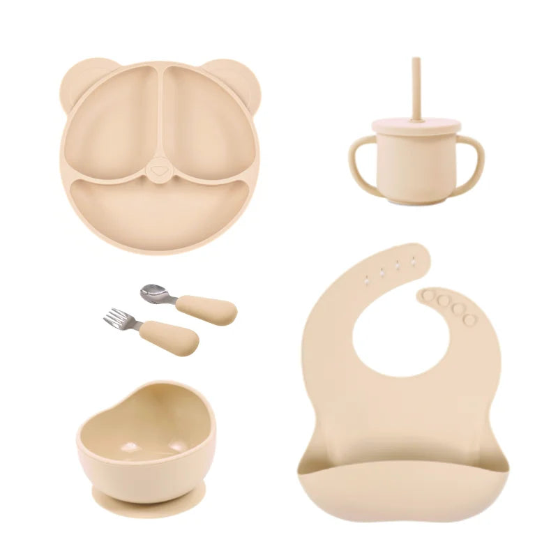 Set repas bébé personnalisé en silicone – Assiette & Bol ventouse