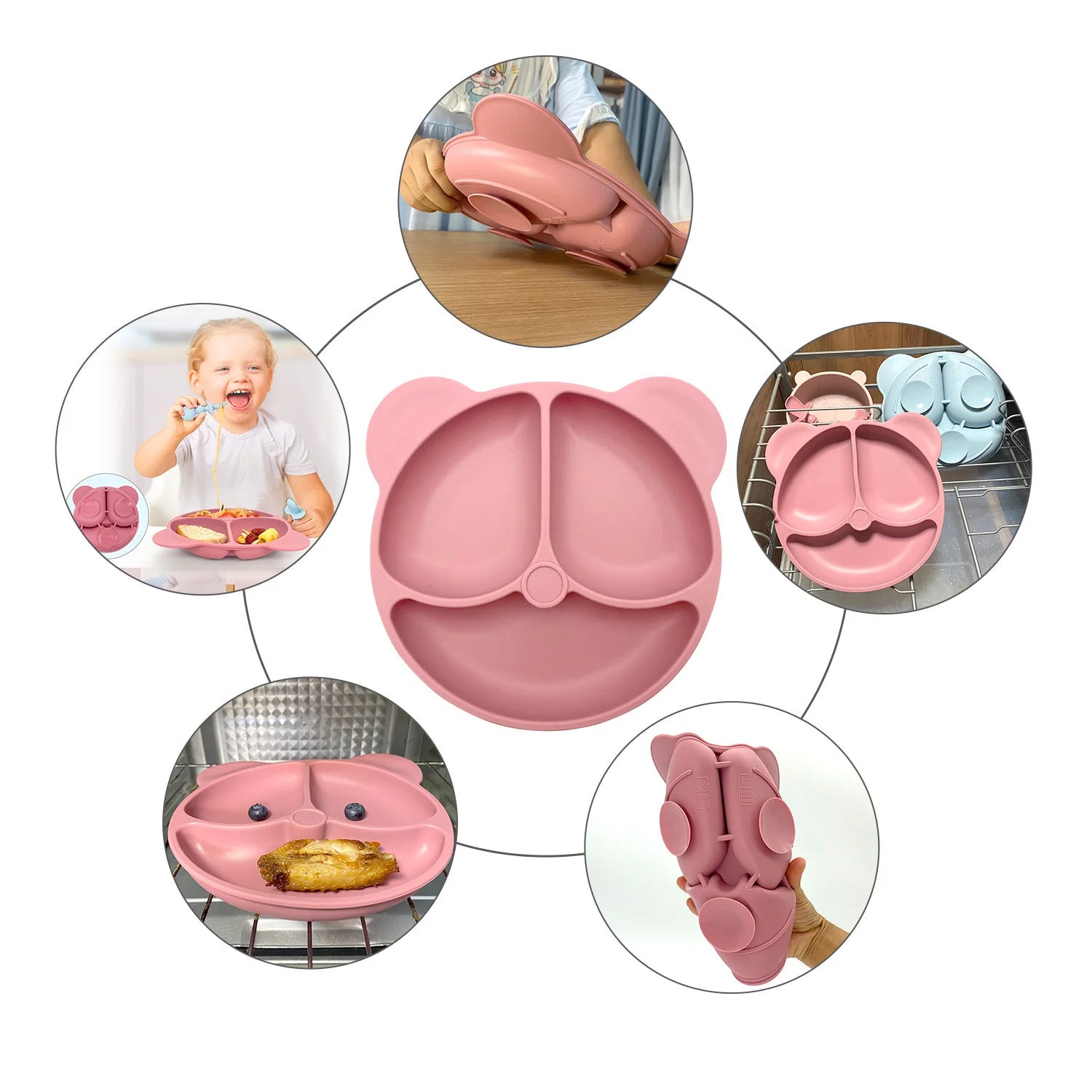 Set repas bébé personnalisé en silicone – Assiette & Bol ventouse