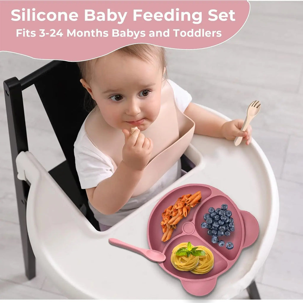 Set repas bébé personnalisé en silicone – Assiette & Bol ventouse