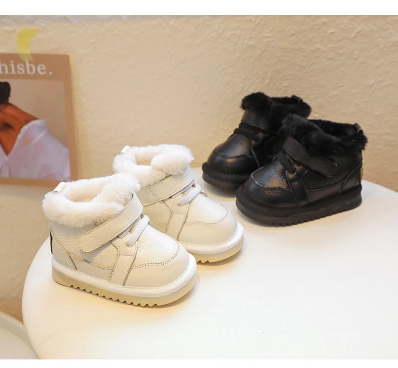 Bottes d'hiver bébé fille – Cuir véritable, semelle souple antidérapante