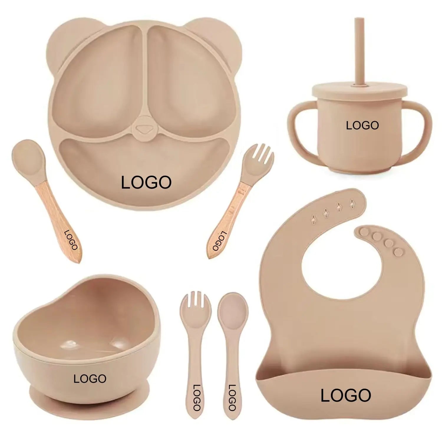 Set repas bébé personnalisé en silicone – Assiette & Bol ventouse