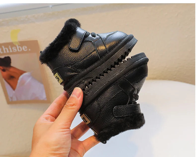 Bottes d'hiver bébé fille – Cuir véritable, semelle souple antidérapante