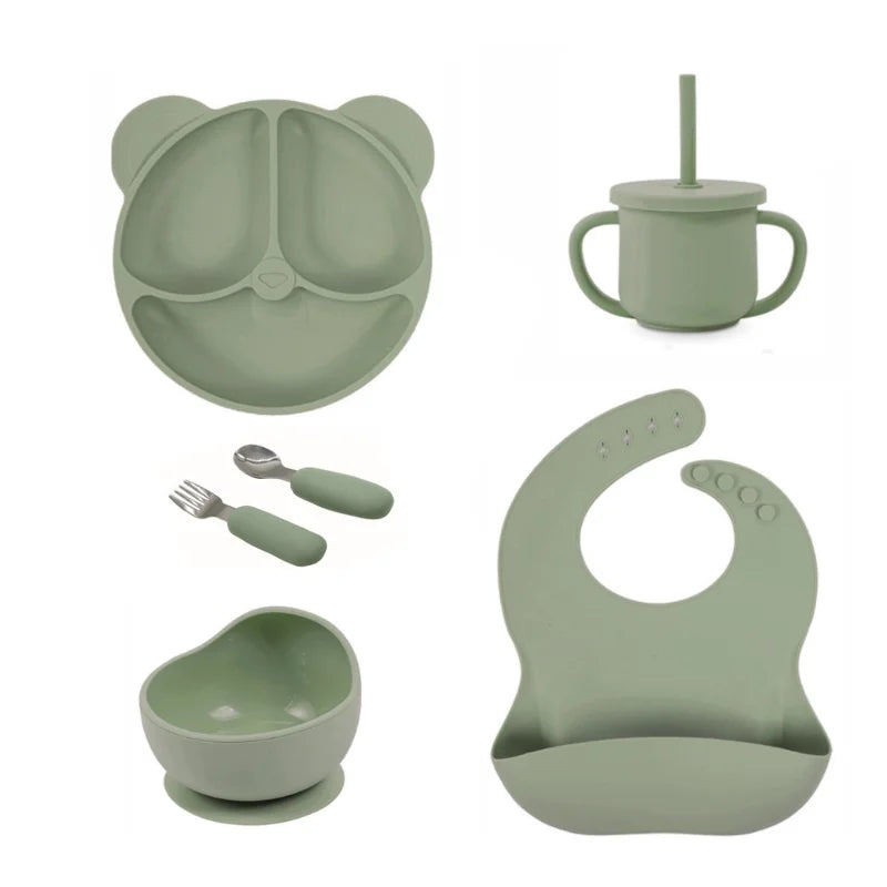 Set repas bébé personnalisé en silicone – Assiette & Bol ventouse