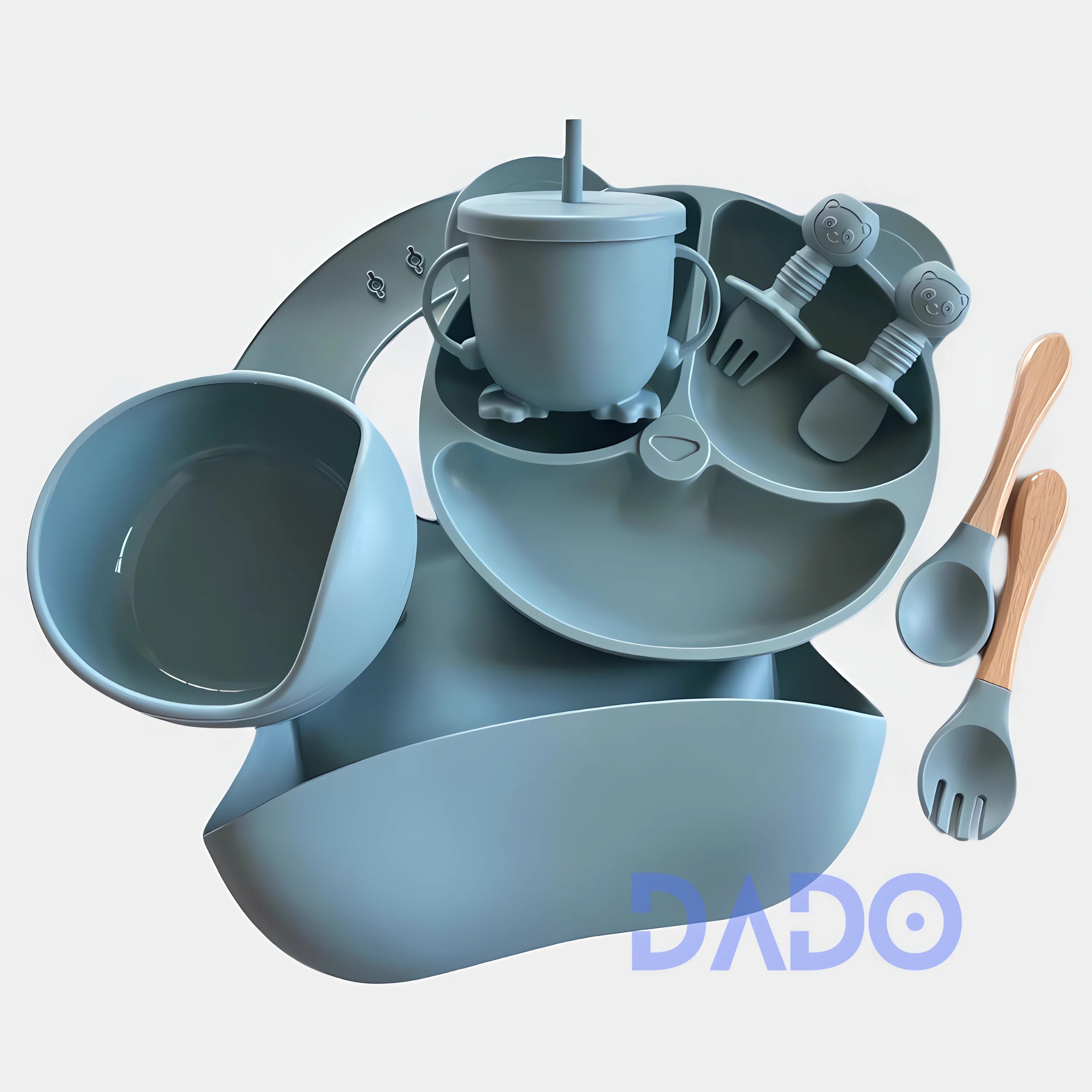 Set repas bébé personnalisé en silicone – Assiette & Bol ventouse