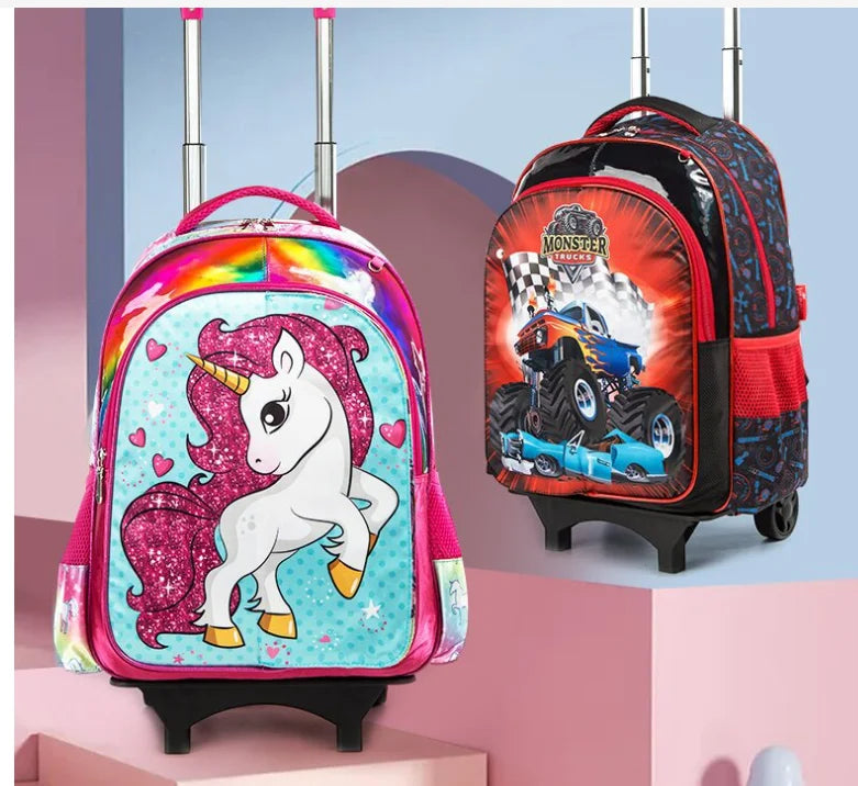 Sac à dos d'école primaire sur roulettes pour enfants, sac à bagages à roulettes, sacs à dos à roulettes pour filles, sac à roulettes SR pour garçons