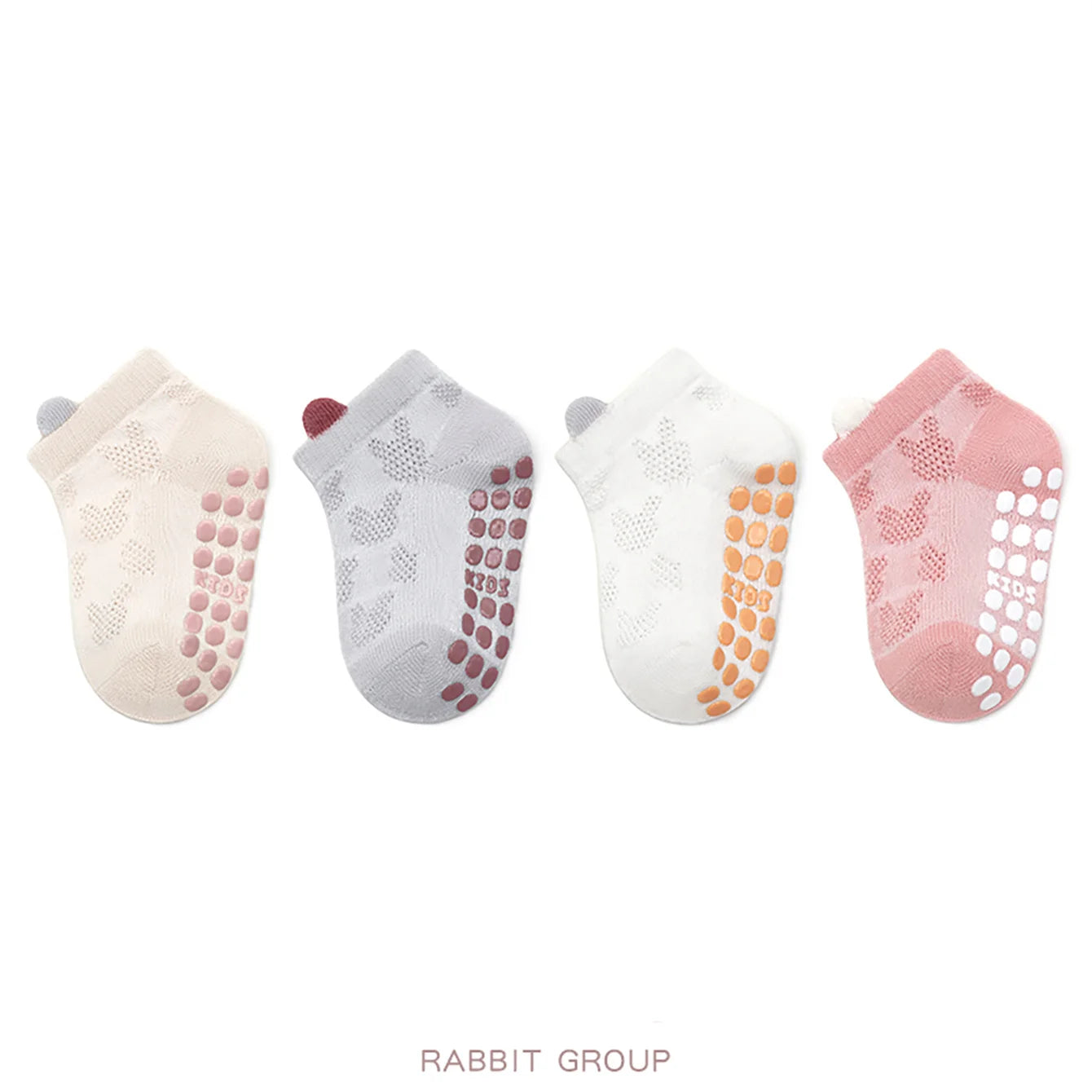 Chaussettes antidérapantes bébé – Lot de 4 paires (0-6 ans)
