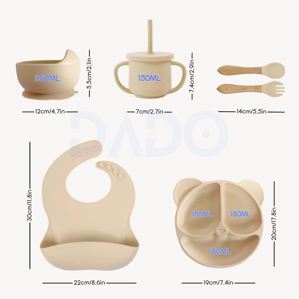 Set repas bébé personnalisé en silicone – Assiette & Bol ventouse