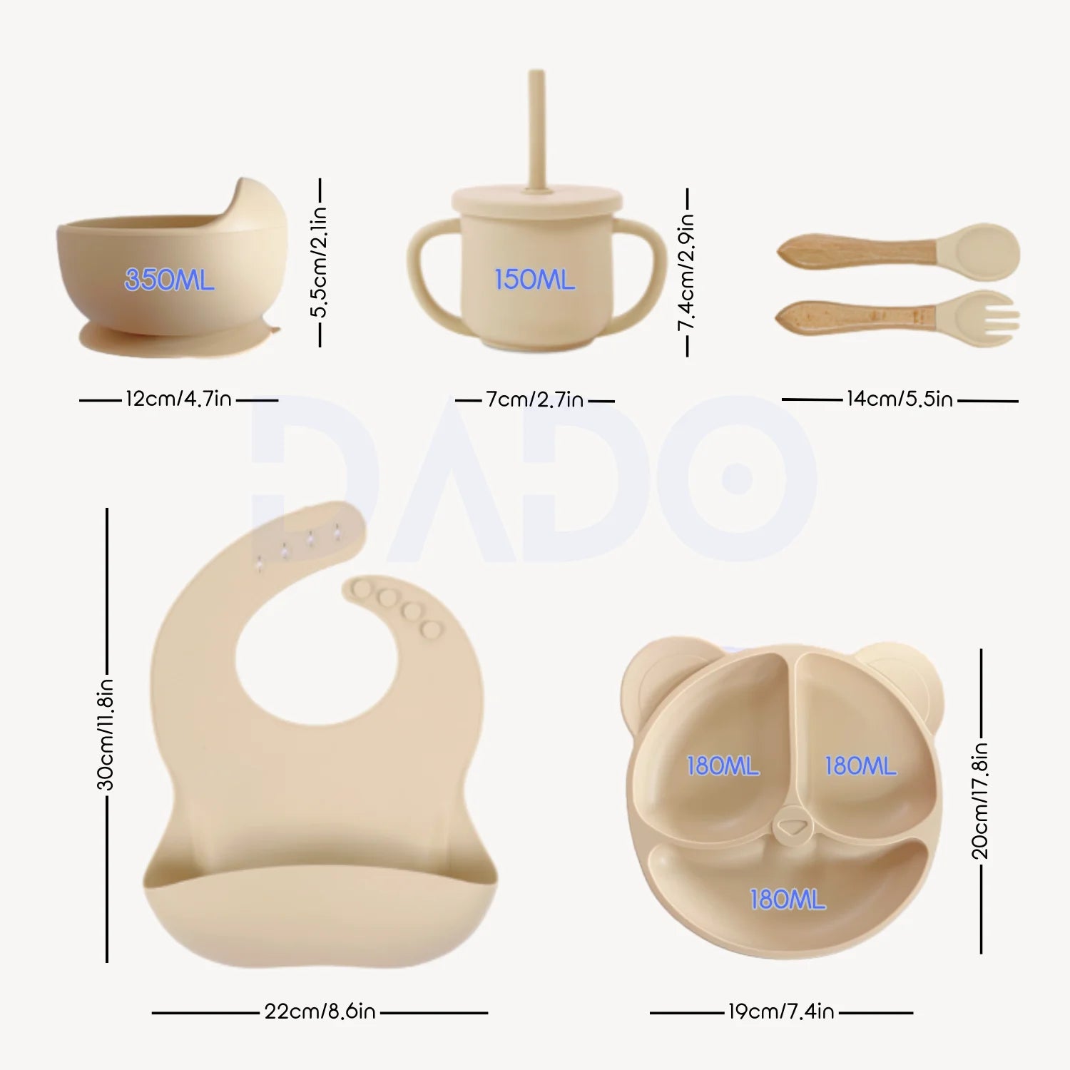 Set repas bébé personnalisé en silicone – Assiette & Bol ventouse