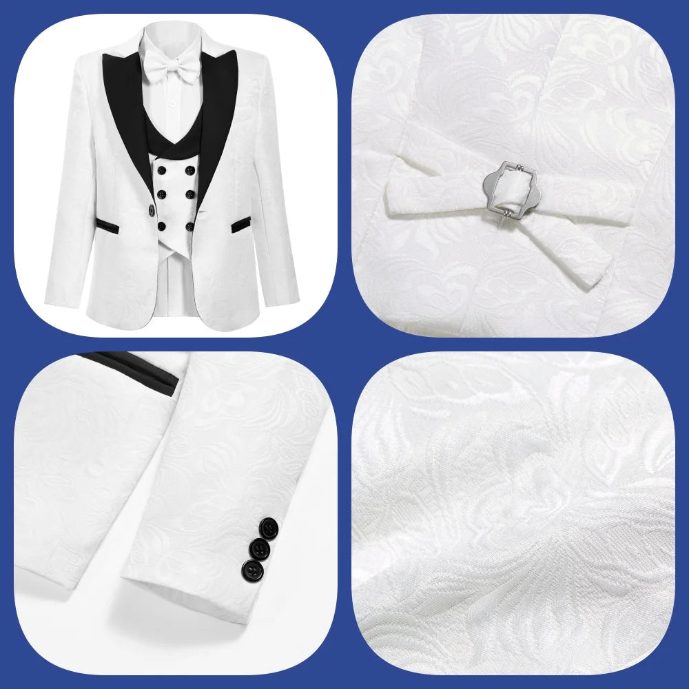 Costume garçon mariage 4 pièces – Blazer, gilet & pantalon avec nœud papillon