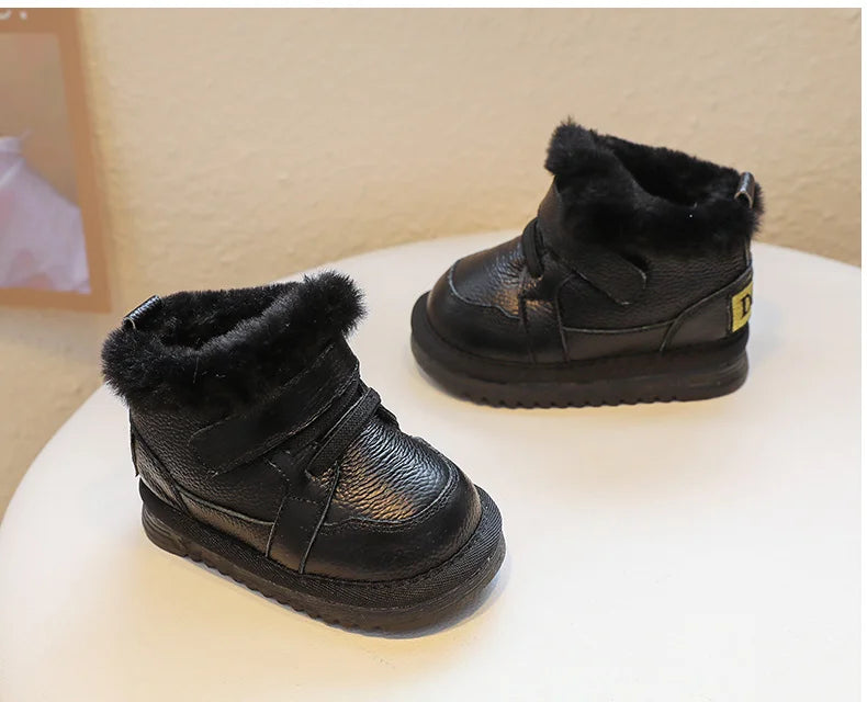 Bottes d'hiver bébé fille – Cuir véritable, semelle souple antidérapante