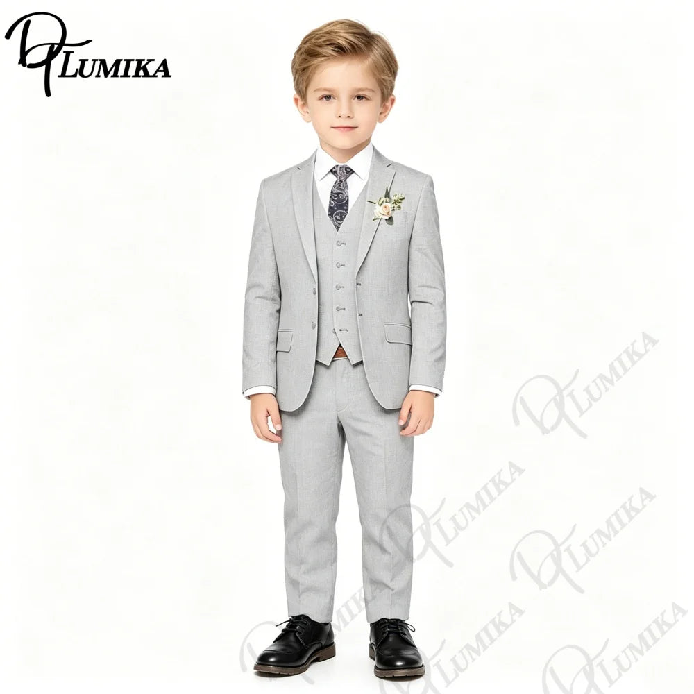 Costume garçon mariage 4 pièces – Blazer, gilet & pantalon avec nœud papillon