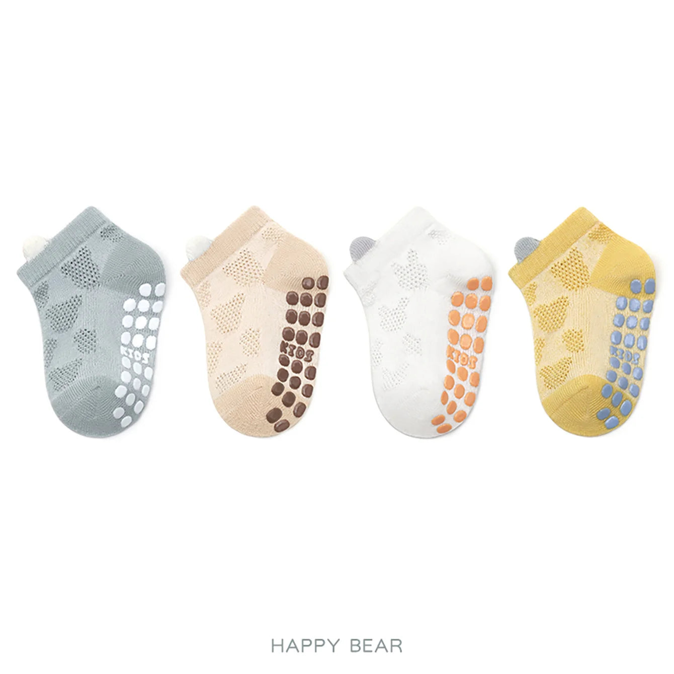 Chaussettes antidérapantes bébé – Lot de 4 paires (0-6 ans)