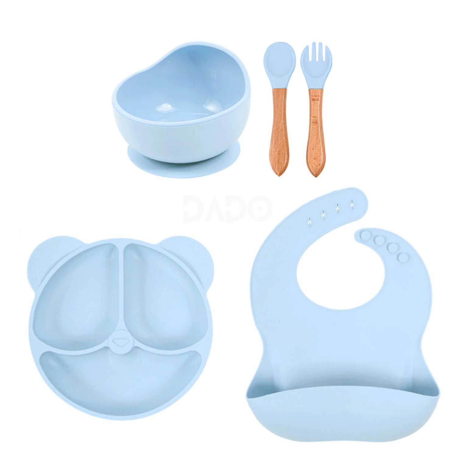 Set repas bébé personnalisé en silicone – Assiette & Bol ventouse