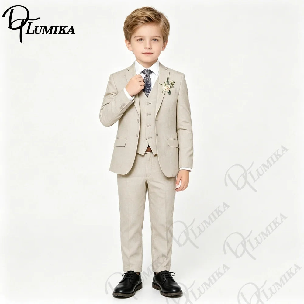 Costume garçon mariage 4 pièces – Blazer, gilet & pantalon avec nœud papillon