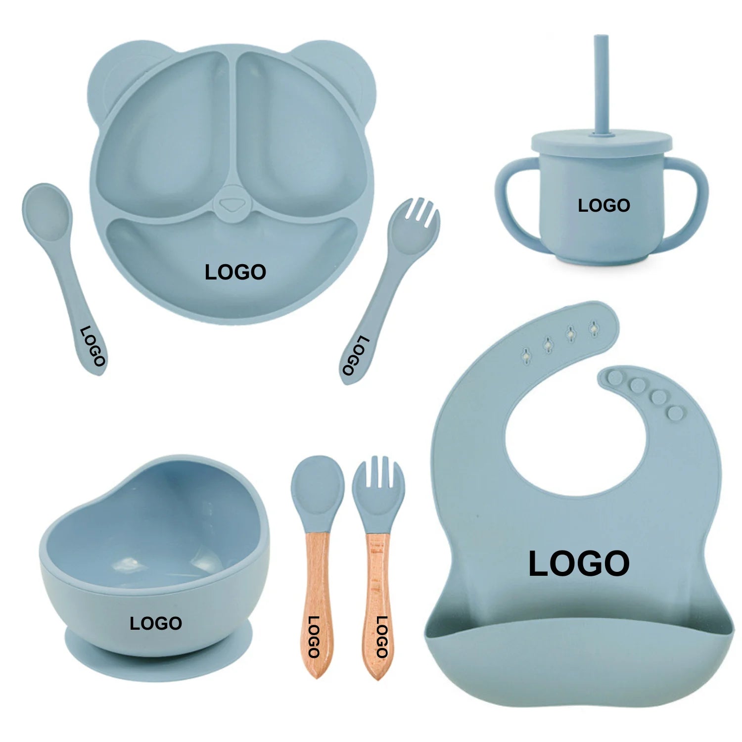 Set repas bébé personnalisé en silicone – Assiette & Bol ventouse