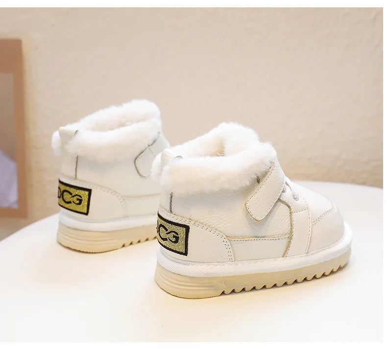 Bottes d'hiver bébé fille – Cuir véritable, semelle souple antidérapante