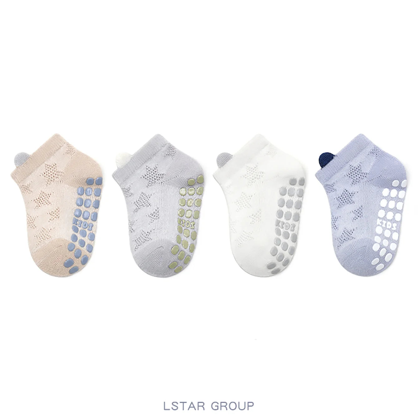 Chaussettes antidérapantes bébé – Lot de 4 paires (0-6 ans)