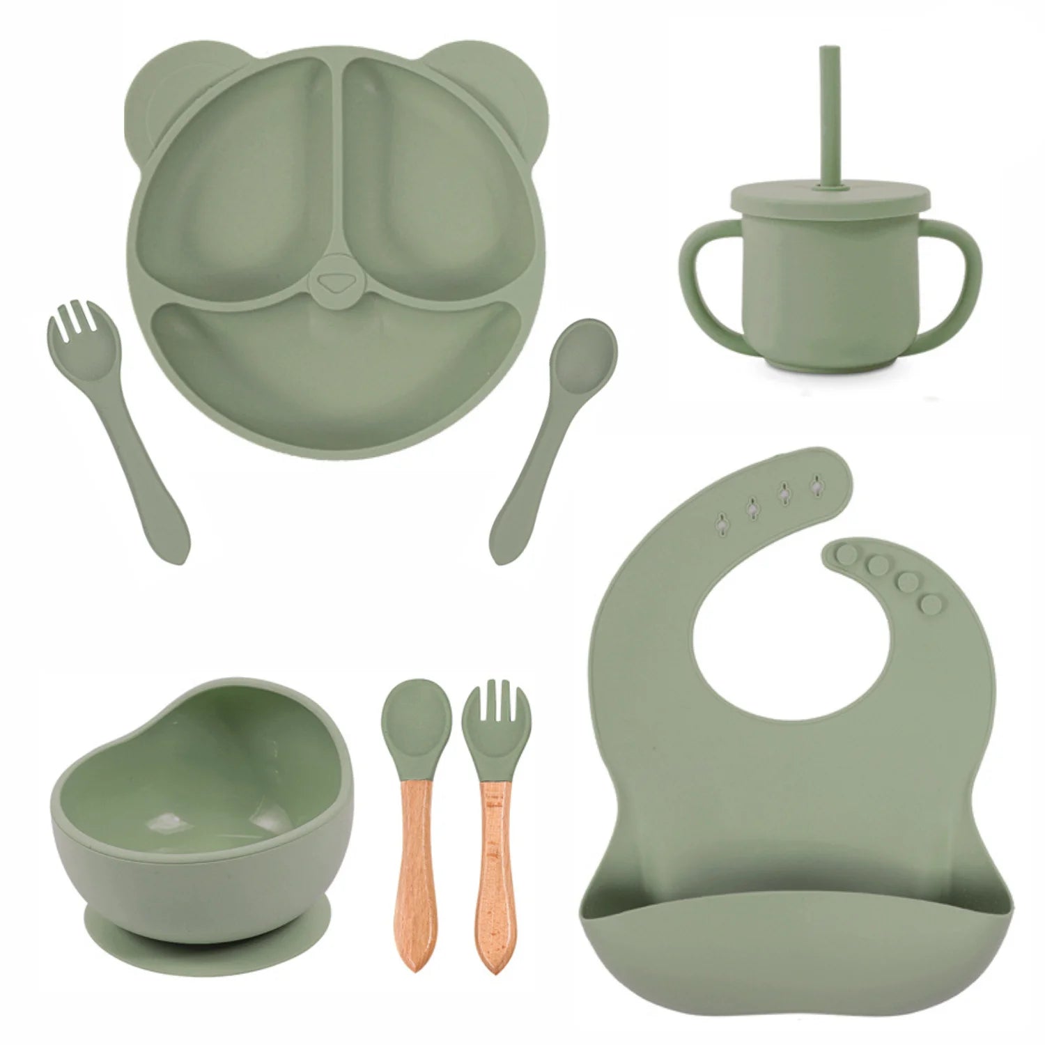 Set repas bébé personnalisé en silicone – Assiette & Bol ventouse