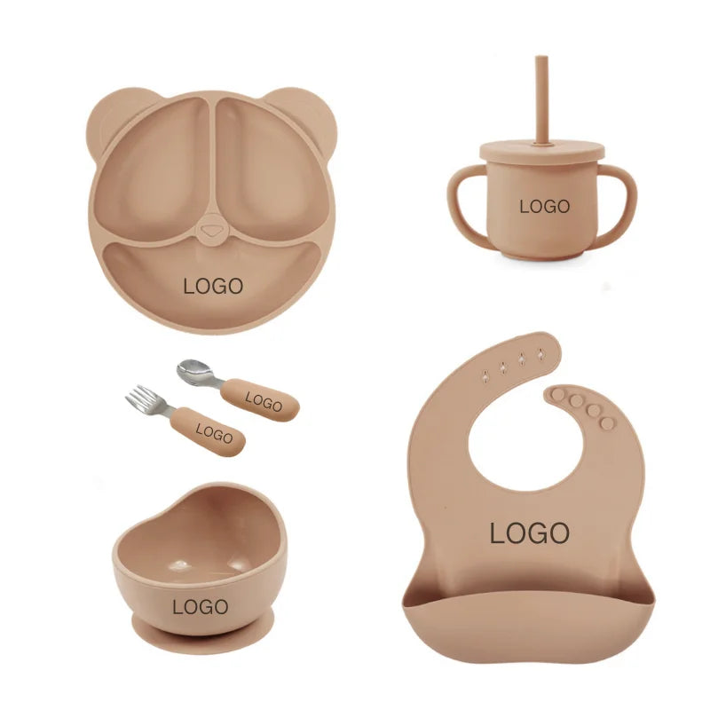 Set repas bébé personnalisé en silicone – Assiette & Bol ventouse