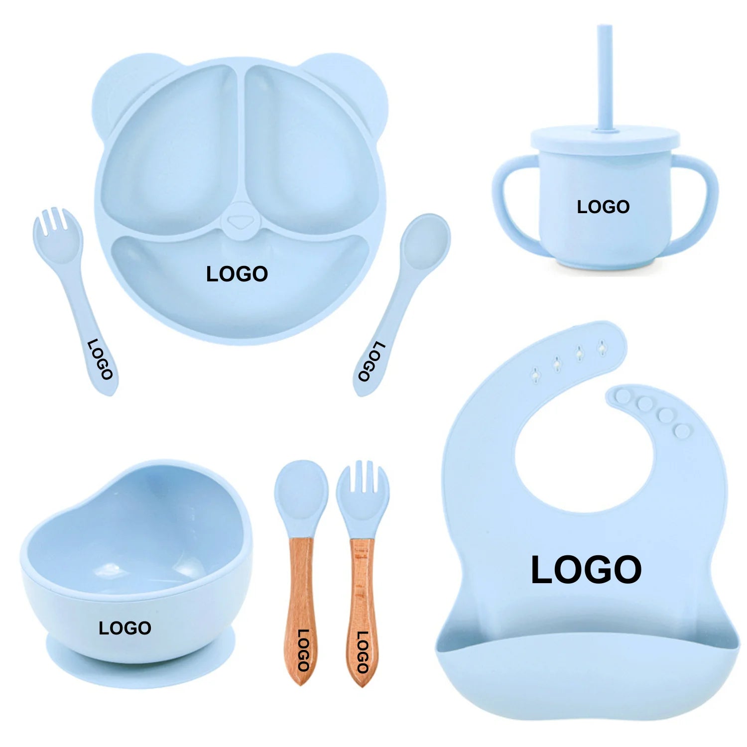 Set repas bébé personnalisé en silicone – Assiette & Bol ventouse